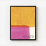 affiche avec des blocs de couleur jaune orange et rose fuchsia et la phrase lais avec cadre.webp