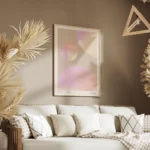 affiche avec des cercles pastel rose jaune et orange sur un fond beige typograph salon.webp