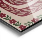 affiche avec des corps abstraits rouge beige fonce et vert presentant des yeux e aluminium.webp