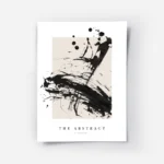 affiche avec des eclaboussures de peinture noire abstraite sur un fond beige et .webp