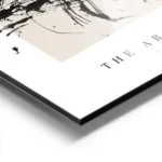 affiche avec des eclaboussures de peinture noire abstraite sur un fond beige et aluminium.webp