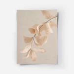 affiche avec des feuilles beiges et roses en cascade sur une branche sur un fond.webp