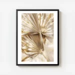 affiche avec des feuilles de palmier sechees dorees et brillantes sur un fond de avec cadre.webp