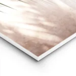 affiche avec des feuilles de palmier vertes projetant des ombres sur un mur rose lightpanel.webp