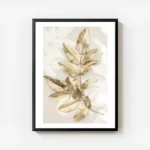affiche avec des feuilles dorees delicates sur un fond clair decoration murale d avec cadre.webp
