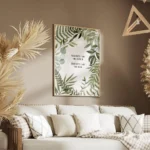 affiche avec des feuilles et branches vertes claires et foncees entourant la typ salon.webp