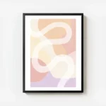 affiche avec des formes abstraites aux couleurs jaune rose orange et violet trav avec cadre.webp