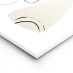 affiche avec des formes abstraites beiges et bleues une main et un visage en art lightpanel.webp