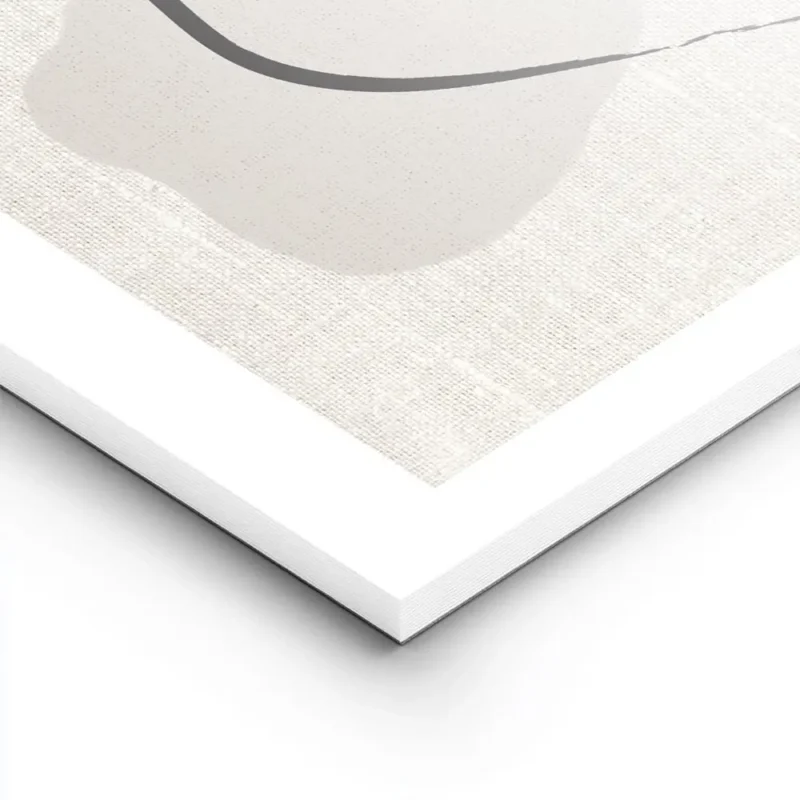 affiche avec des formes abstraites blanches beiges et noires sur un fond en lin lightpanel.webp