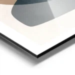 affiche avec des formes abstraites en gris bleu beige et marron sur un fond clai aluminium.webp