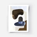 affiche avec des formes abstraites marron bleu et blanc avec une texture de coup.webp