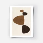 affiche avec des formes abstraites marron clair et fonce sur fond beige texture .webp