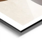 affiche avec des formes abstraites marron clair et fonce sur fond beige texture aluminium.webp