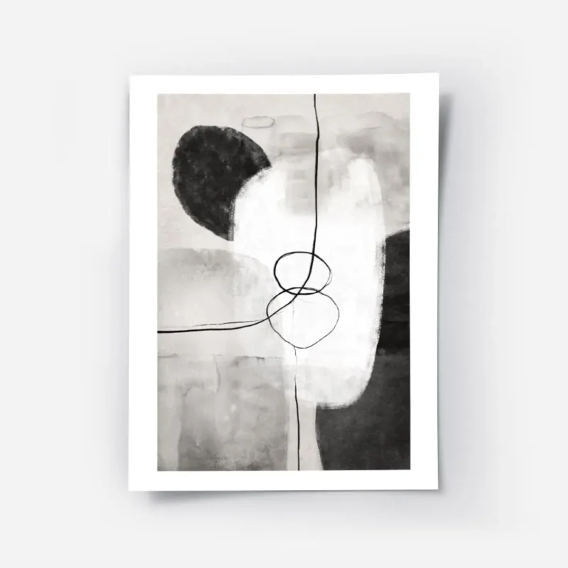 affiche avec des formes abstraites monochromes en noir gris et blanc et des lign.webp
