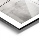 affiche avec des formes abstraites monochromes en noir gris et blanc et des lign aluminium.webp