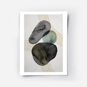 affiche avec des formes abstraites noires et bleues a laquarelle traversees par .webp