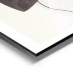 affiche avec des formes aquarelle marron et grises et une ligne noire abstraite aluminium.webp