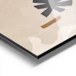 affiche avec des formes bleues beiges et noires style dessin minimaliste aluminium.webp