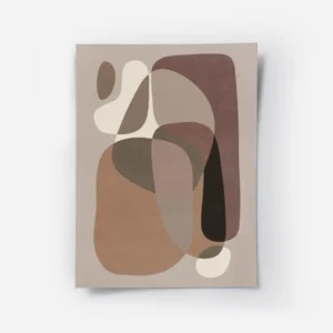 affiche avec des formes courbes et organiques de couleurs beige et marron sur un.webp
