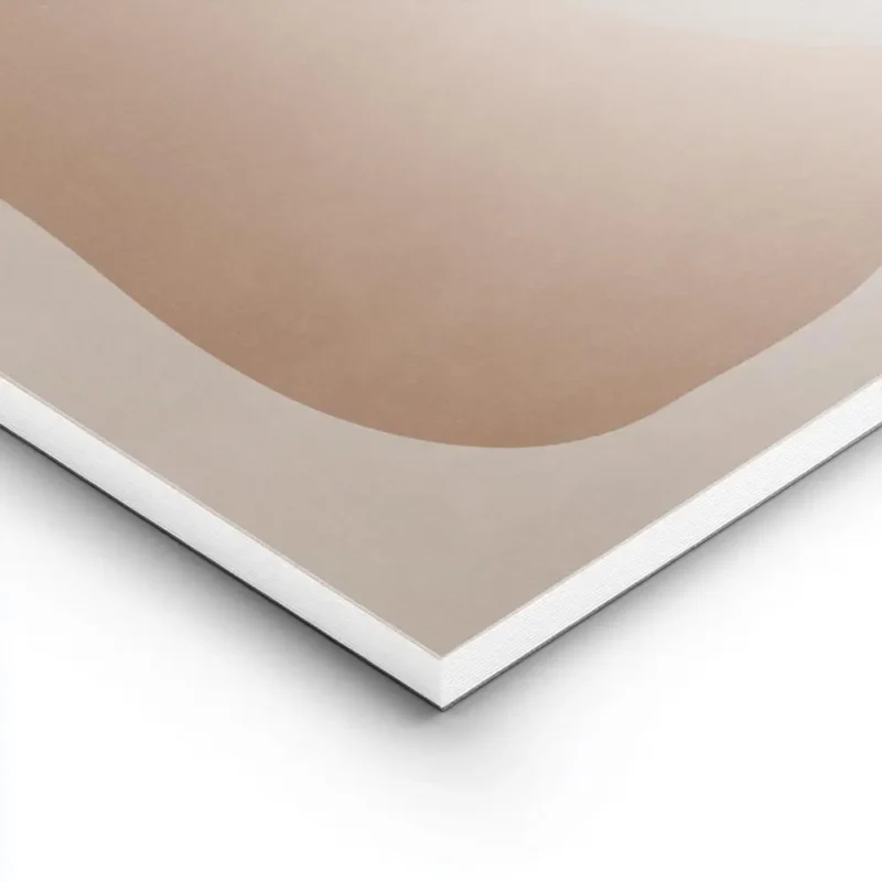 affiche avec des formes courbes et organiques de couleurs beige et marron sur un lightpanel.webp