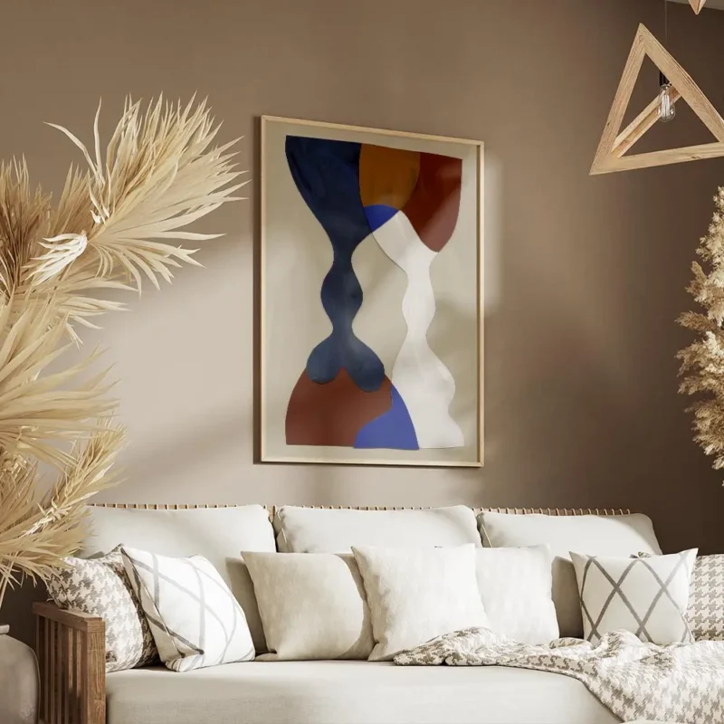affiche avec des formes decoupees et superposees dans un style cubiste aux coule salon.webp