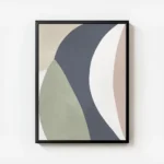 affiche avec des formes geometriques allongees aux couleurs sobres bleu vert ros avec cadre.webp