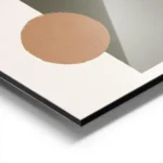 affiche avec des formes geometriques beige vert kaki et orange sur fond clair st aluminium.webp