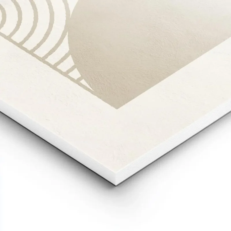 affiche avec des formes geometriques beiges des lignes courbes et un demi cercle lightpanel.webp
