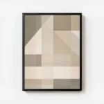 affiche avec des formes geometriques et typographie effet lin tons neutres de be avec cadre.webp