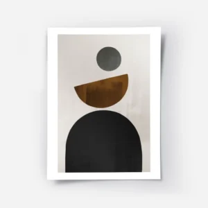 affiche avec des formes geometriques noires marron et grises sur un fond beige i.webp