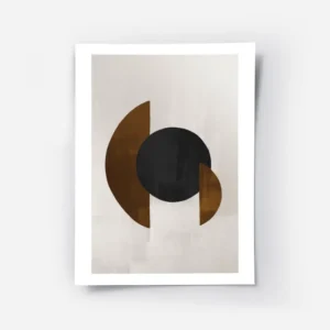 affiche avec des formes geometriques un cercle noir et des demi cercles marron s.webp