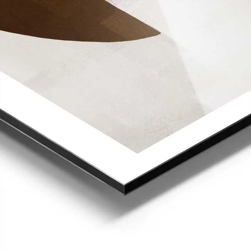 affiche avec des formes geometriques un cercle noir et des demi cercles marron s aluminium.webp