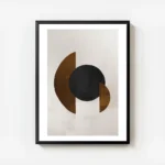 affiche avec des formes geometriques un cercle noir et des demi cercles marron s avec cadre.webp