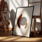 affiche avec des formes geometriques un cercle noir et des demi cercles marron s encadre.webp