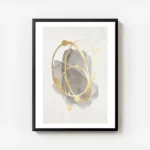affiche avec des formes grises aquarelle et cercles dores abstraits projetes sur avec cadre.webp