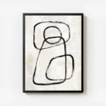 affiche avec des formes lineaires abstraites en tons monochromes un cercle et de avec cadre.webp