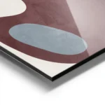 affiche avec des formes liquides abstraites en bordeaux et bleu clair sur fond b aluminium.webp