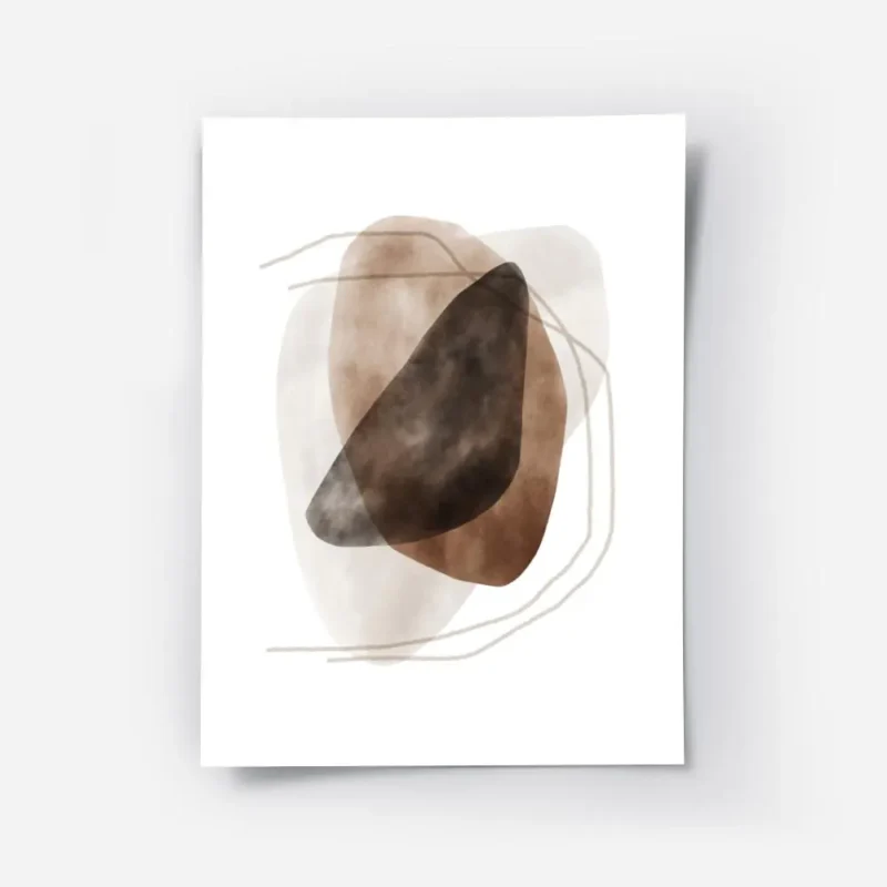 affiche avec des formes marron et beiges et des lignes abstraites peintes a laqu.webp