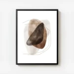 affiche avec des formes marron et beiges et des lignes abstraites peintes a laqu avec cadre.webp
