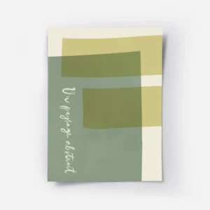 affiche avec des formes rectangulaires et courbes aux couleurs vert sauge jaune .webp