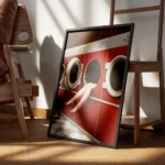 affiche avec des jambes de femme en talons rouges sortant dune machine a laver r encadre.webp