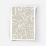 affiche avec des lignes abstraites blanches sur un fond beige a texture textile .webp