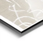affiche avec des lignes abstraites blanches sur un fond beige a texture textile aluminium.webp