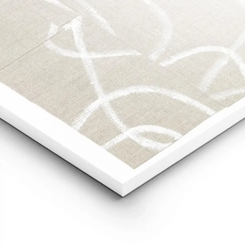 affiche avec des lignes abstraites blanches sur un fond beige a texture textile lightpanel.webp