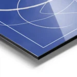 affiche avec des lignes abstraites blanches sur un fond bleu profond aluminium.webp