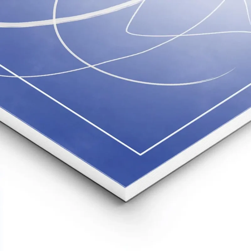 affiche avec des lignes abstraites blanches sur un fond bleu profond lightpanel.webp
