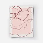 affiche avec des lignes abstraites rouges sur un fond rose clair et beige creant.webp