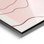 affiche avec des lignes abstraites rouges sur un fond rose clair et beige creant aluminium.webp