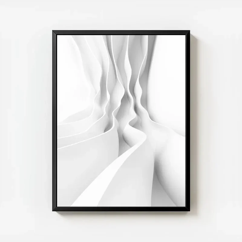 affiche avec des lignes douces et ondulantes en degrade de blanc et gris clair c avec cadre.webp