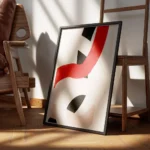 affiche avec des lignes epaisses abstraites rouges roses et noires entrelacees s encadre.webp